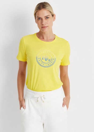 Playeras Ralph Lauren Mujer Amarillos - Logo Cotton Jersey - TCKDX0356